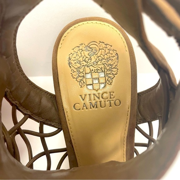 Vince Camuto Evel Sandal Caged Brown Buckle Open Toe Heels Women’s Size 10 - Picture 5 of 9